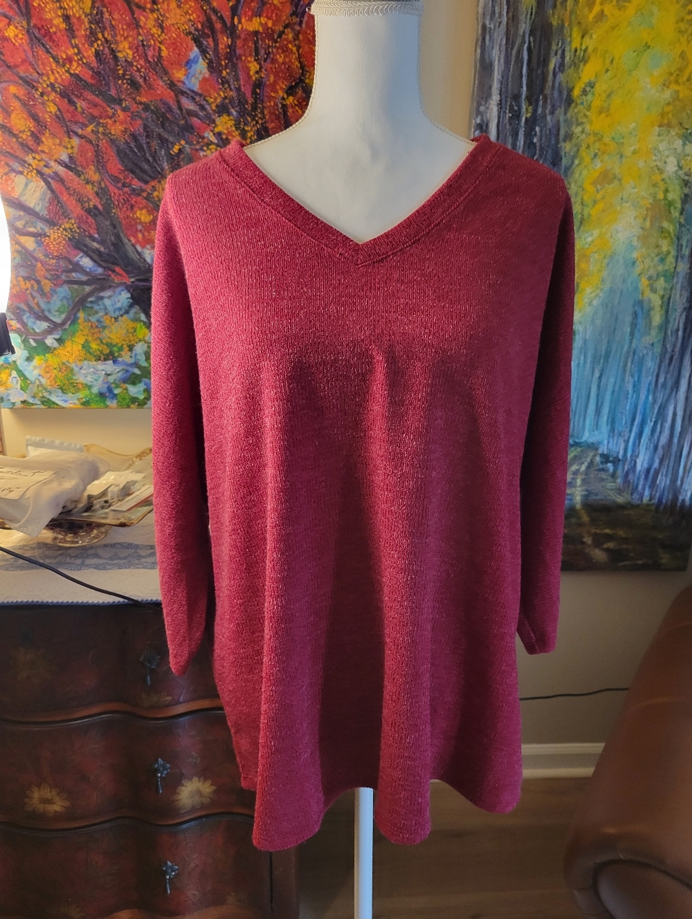 Plus Size Sweater Top in Rich Berry